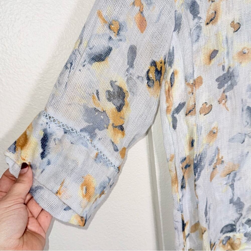 J. JILL sheer linen flowy floral lightweight coastal cottage core blouse S - Picture 5 of 5
